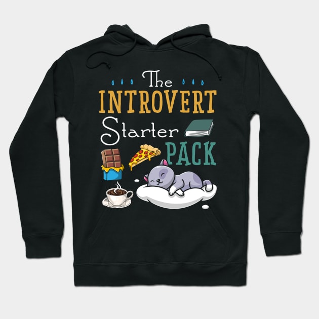 Introvert Shirt For Men Women The Introvert Starter Pack Book, Rain, Chocolate, Cat.. Gift For Women Men Hoodie by paynegabriel